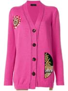 Lédition Embroidered Cardigan - Pink & Purple