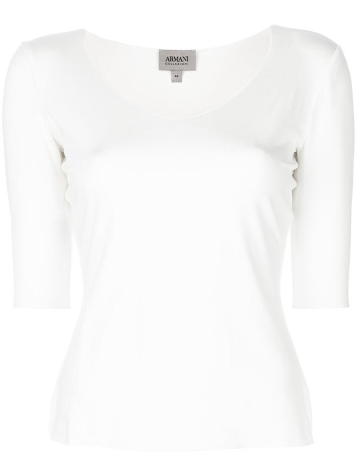 Armani Collezioni Three-quarter Sleeved Jumper - White