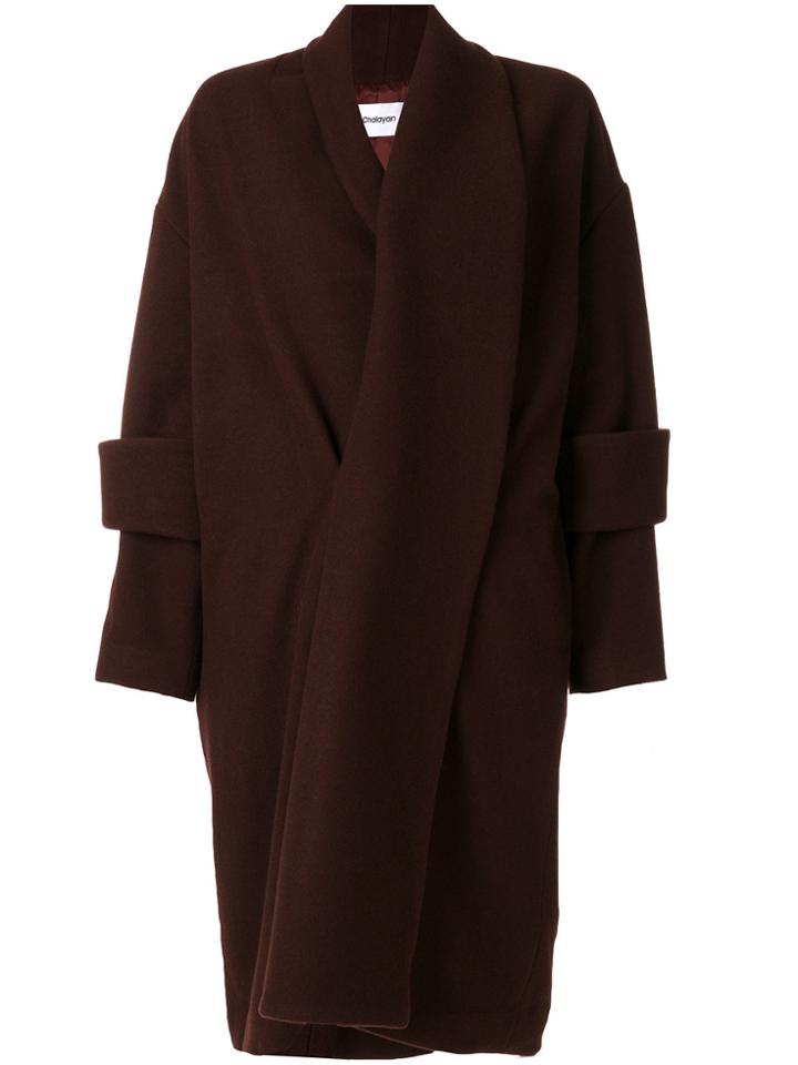 Chalayan Double Cuff Long Coat - Brown