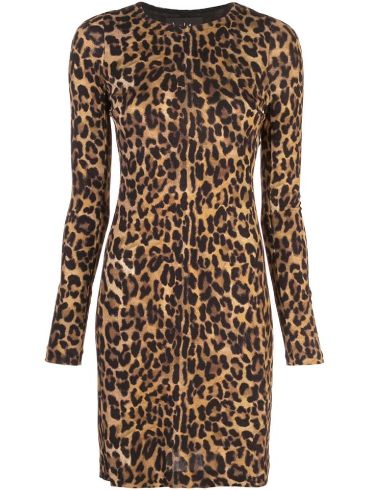 Nicole Miller Leopard Print Mini Dress - Brown