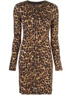 Nicole Miller Leopard Print Mini Dress - Brown