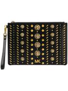 Michael Michael Kors Lion Embellished Square Clutch - Black
