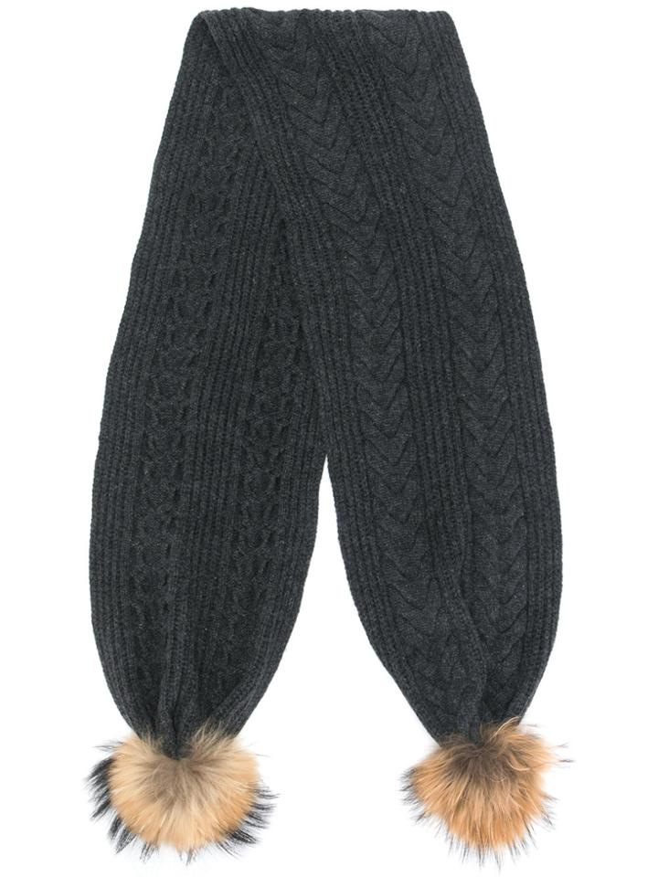 N.peal Trim Detail Cable Scarf - Grey