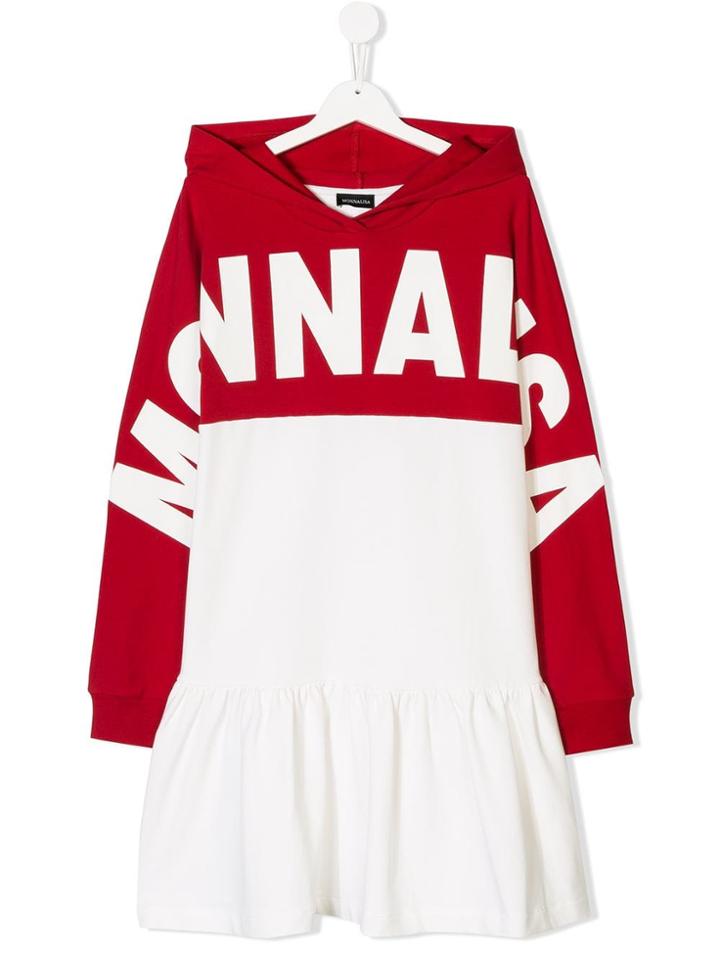 Monnalisa Logo Hoodie Dress - White