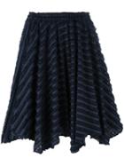 Julien David Striped Frayed Skirt, Women's, Size: Medium, Blue, Cotton/nylon/silk