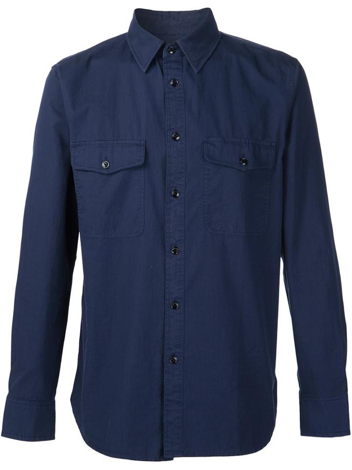 Rag & Bone Chest Patch Pockets Shirt, Men's, Size: Xxl, Blue, Cotton