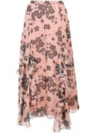 Rochas Floral Print Ruffle Skirt - Pink & Purple