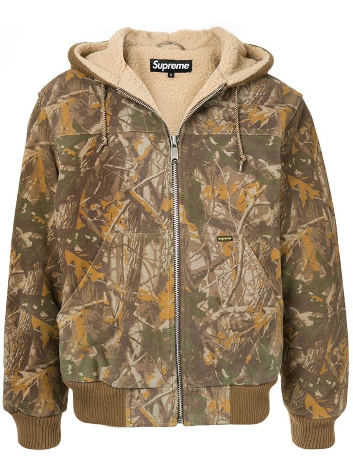 Supreme Hooded Suede Work Jacket - Green