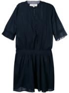 Vanessa Bruno Athé - Short Sleeve Collarless Shirt Dress - Women - Cotton - 38, Blue, Cotton