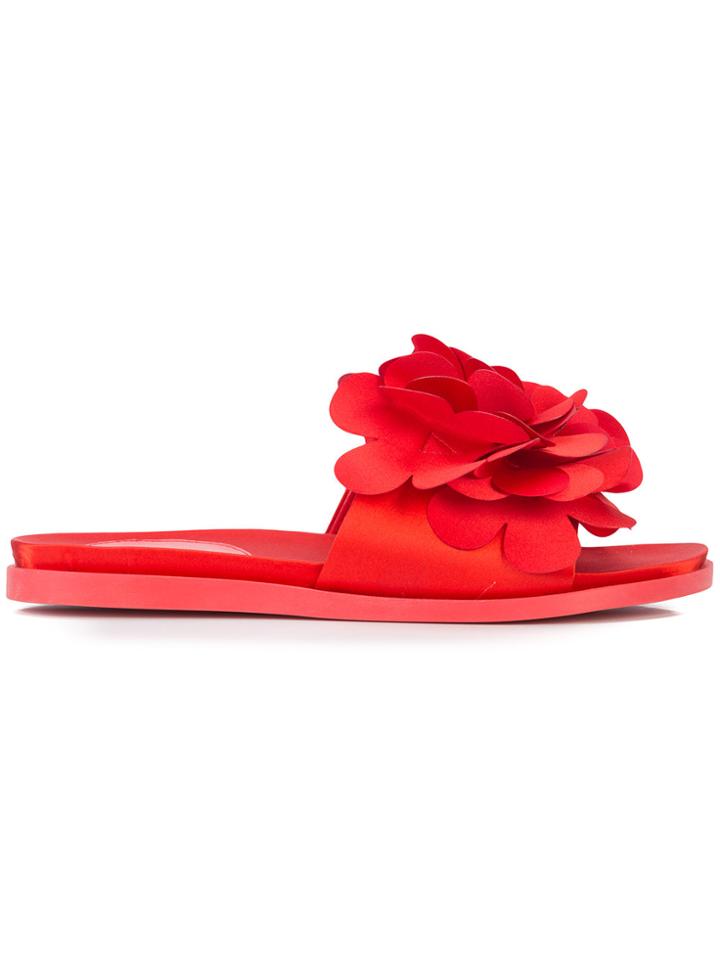 Simone Rocha Front Floral Embellished Slippers - Red