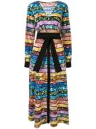 Mary Katrantzou Mixed-stripe Wrap Midi-dress - Multicolour