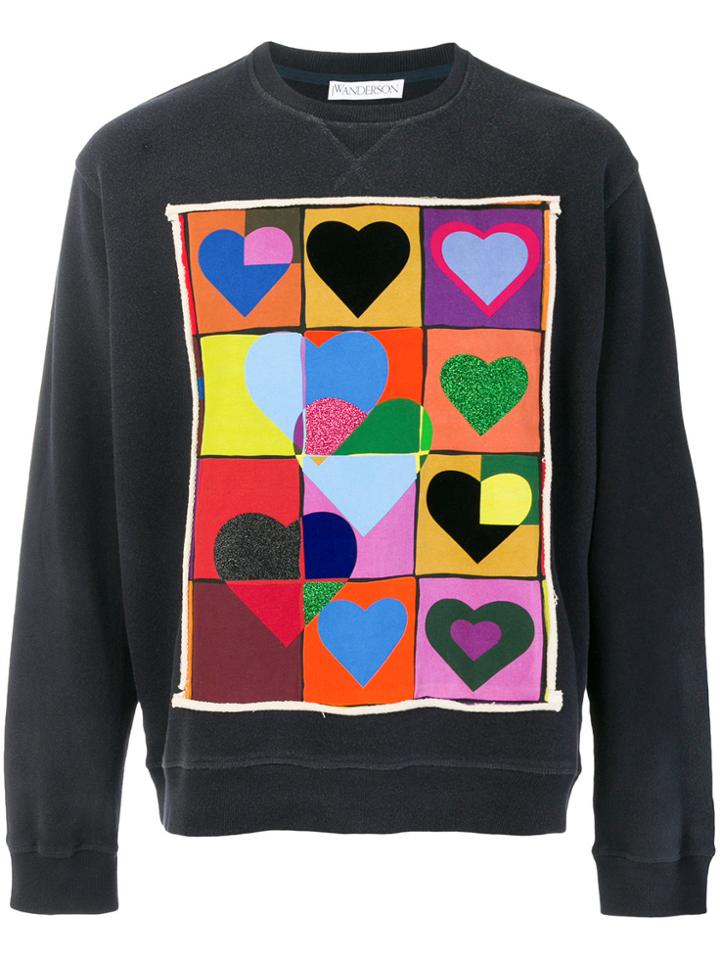 Jw Anderson Heart Print Sweatshirt - Blue
