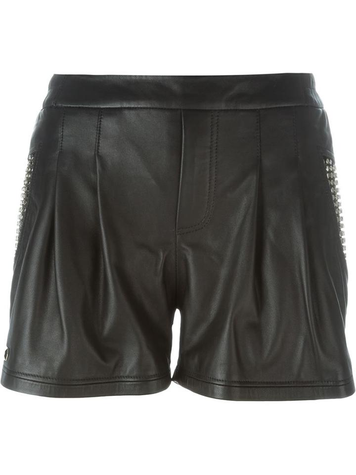 Philipp Plein Very Hot Shorts, Women's, Size: L, Black, Lamb Skin/acetate
