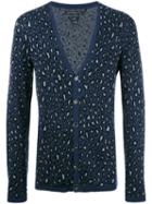John Varvatos Leopard Pattern Cardigan, Men's, Size: Xl, Blue, Polyamide/modal/wool/other Fibers