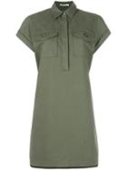 T By Alexander Wang Military Shirt Dress, Women's, Size: 10, Green, Cotton/spandex/elastane