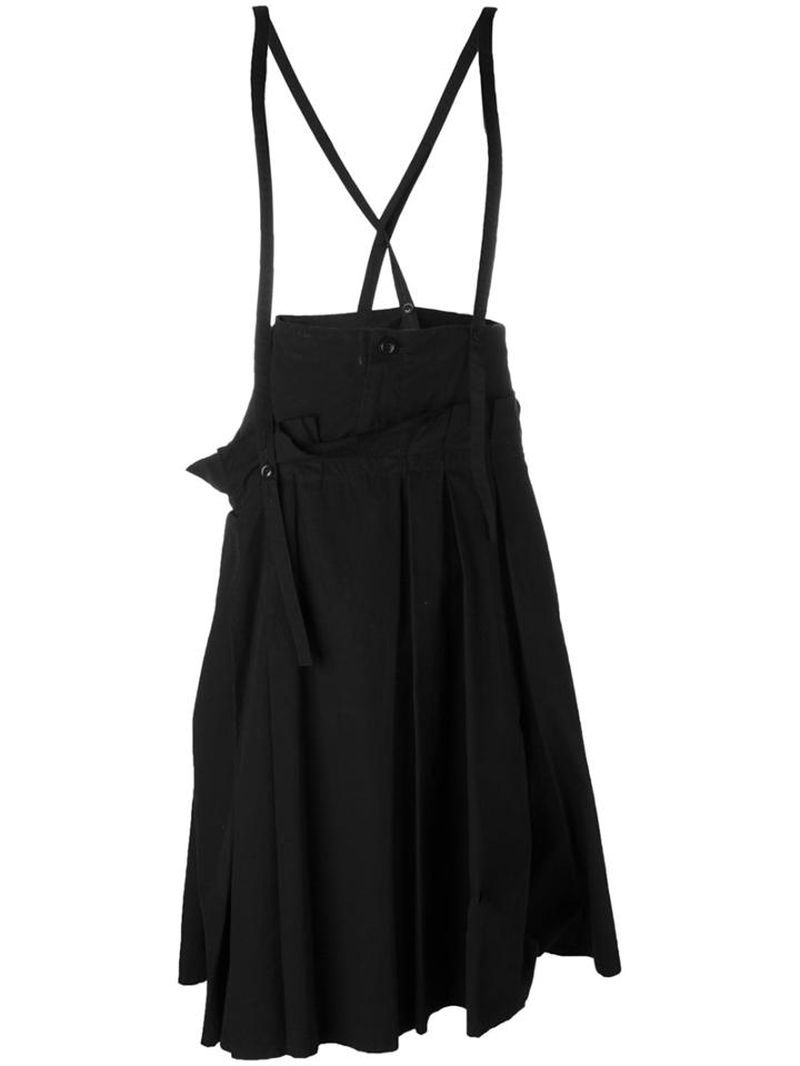 Y's - Braces Pleated Skirt - Women - Cotton - 2, Women's, Black, Cotton