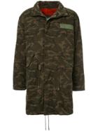 Yves Salomon Homme Fur Lined Camouflage Coat - Green