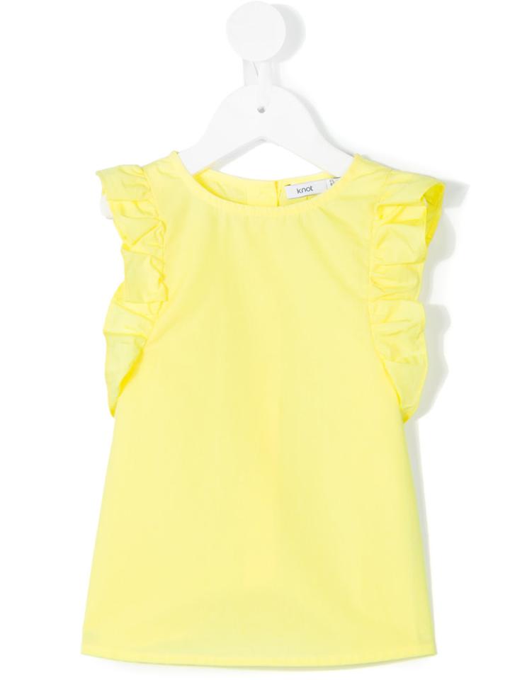 Knot - Frill Blouse - Kids - Cotton - 10 Yrs, Yellow/orange