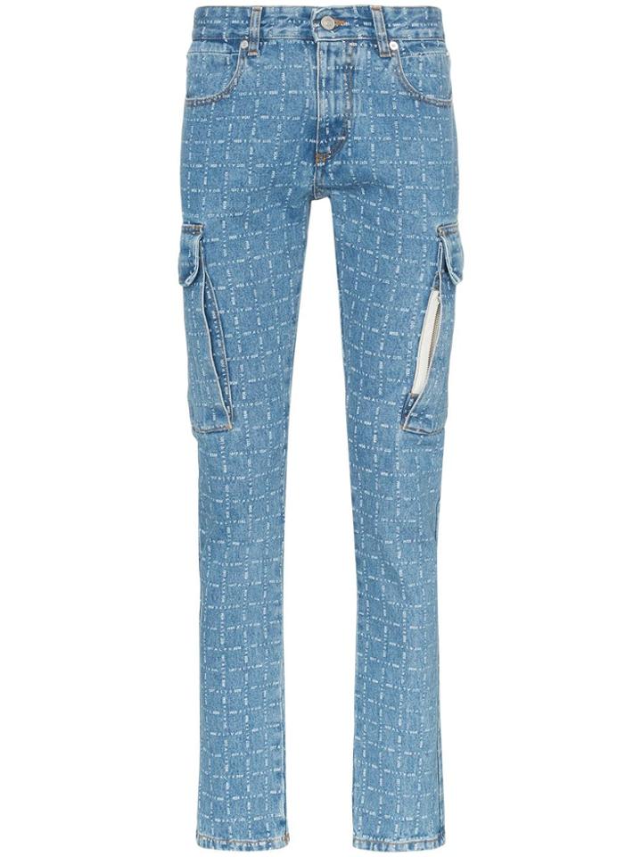 1017 Alyx 9sm Logo Check Print Skinny Jeans - Blue
