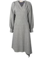 Maison Flaneur Houndstooth Wrap Dress - Grey