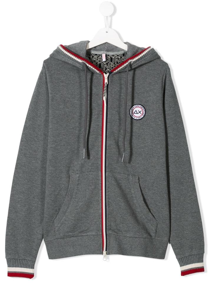 Sun 68 Kids Teen Logo Patch Hoodie - Grey