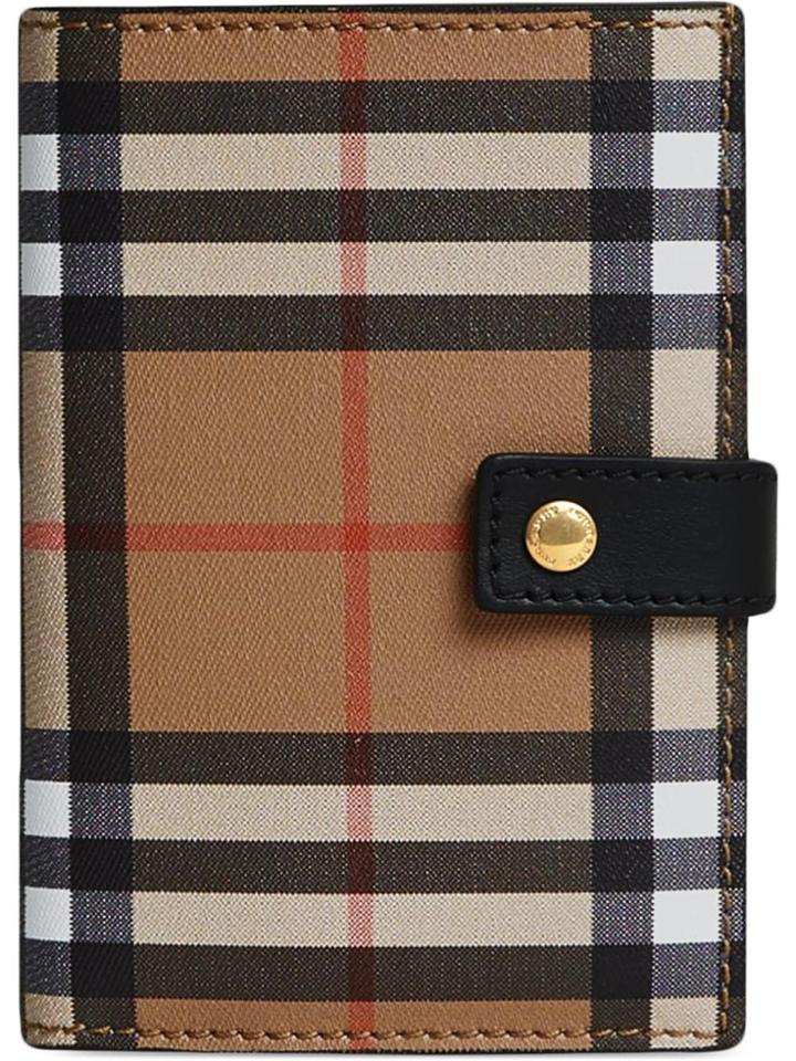 Burberry Vintage Check And Leather Folding Wallet - Neutrals