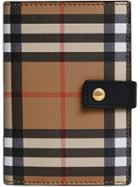 Burberry Vintage Check And Leather Folding Wallet - Neutrals