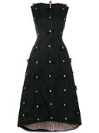Thom Browne Sleeveless Bow Applique Silk Dress - Black