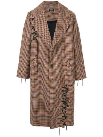 Selfmade By Gianfranco Villegas Laced Detail Check Coat - Multicolour