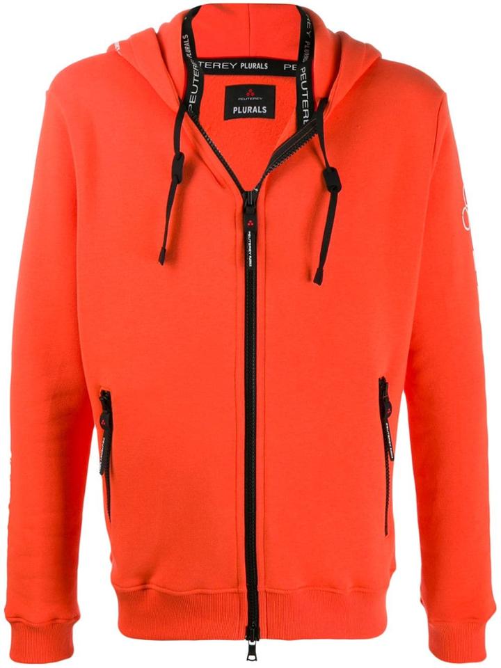 Peuterey Zipped Printed Hoodie - Orange