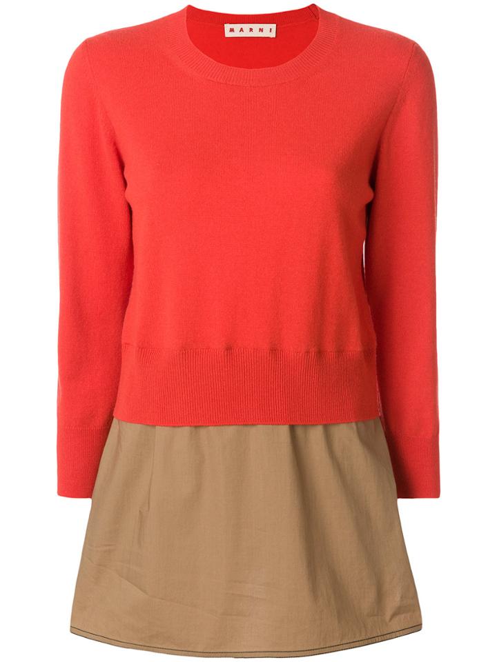 Marni Panelled Peplum Sweater - Yellow & Orange