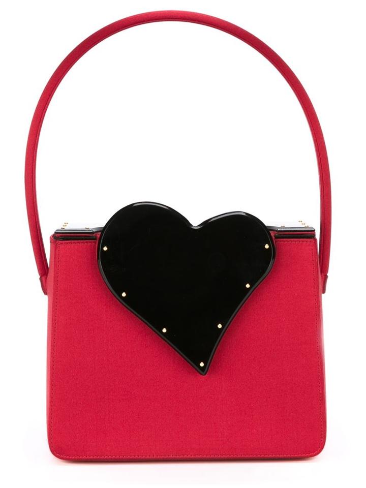 Yves Saint Laurent Vintage Heart Motif Evening Bag, Women's, Red