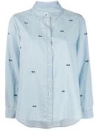 The Great. Bow Embroidered Denim Shirt - Blue