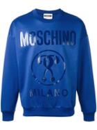 Moschino Logo Printed Sweatshirt, Men's, Size: Large, Blue, Cotton/polyester