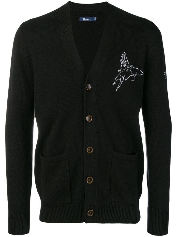 Thames Embroidered Cardigan - Black