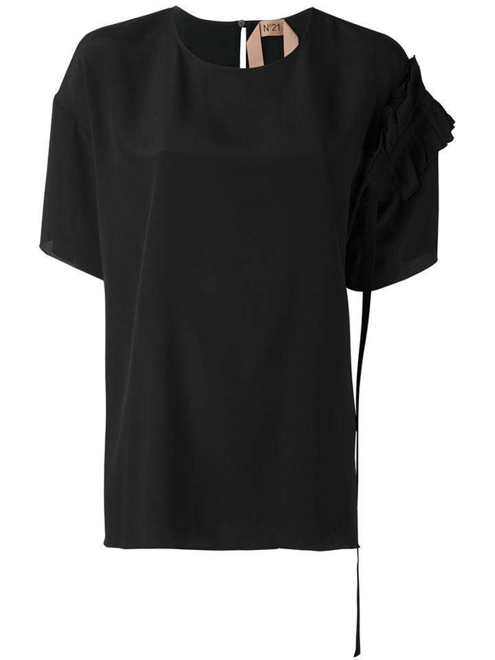 No21 Single Sleeved Drape T-shirt, Women's, Size: 40, Black, Silk/acetate