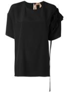 No21 Single Sleeved Drape T-shirt, Women's, Size: 40, Black, Silk/acetate