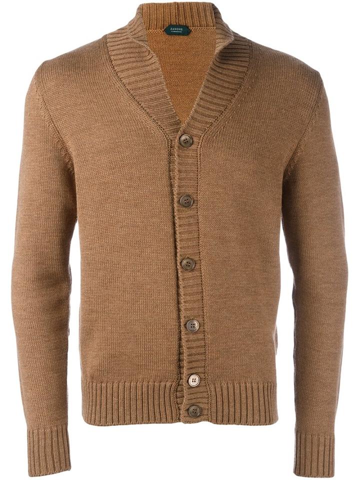 Zanone Shawl Collar Cardigan, Men's, Size: 52, Nude/neutrals, Virgin Wool