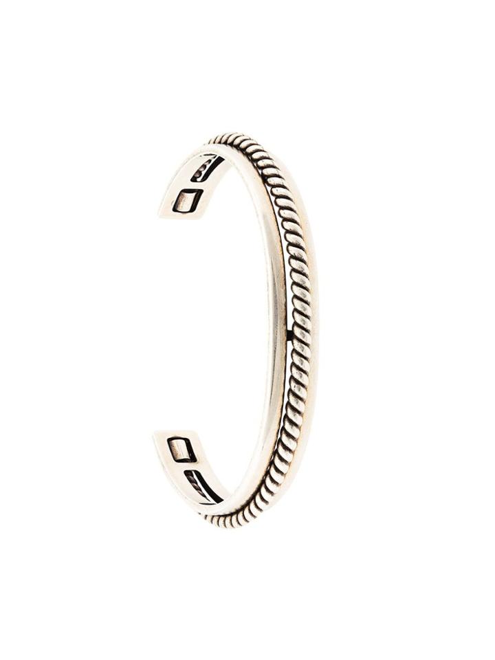 Saint Laurent Engraved Cuff Bracelet - Silver