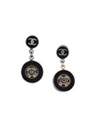 Chanel Vintage Logo Drop Earrings, Women's, Black