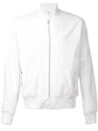 Deveaux Zip Up Bomber Jacket, Men's, Size: 3, White, Cotton/nylon