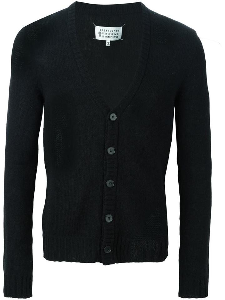 Maison Margiela Open Knit Cardigan, Men's, Size: Medium, Black, Wool