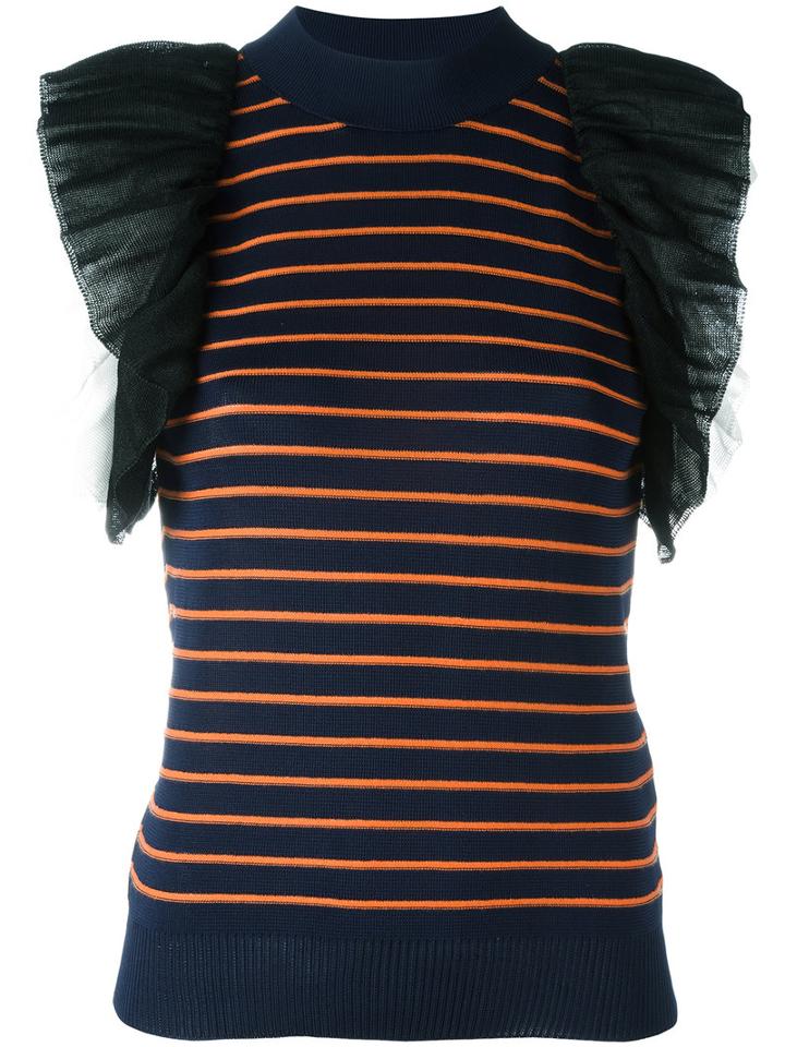 Msgm Ruffle Sleeve Knitted Top, Women's, Size: Large, Cotton/polyester/viscose