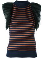 Msgm Ruffle Sleeve Knitted Top, Women's, Size: Large, Cotton/polyester/viscose