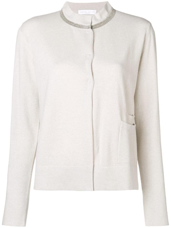 Fabiana Filippi Beaded High Neck Cardigan - Grey