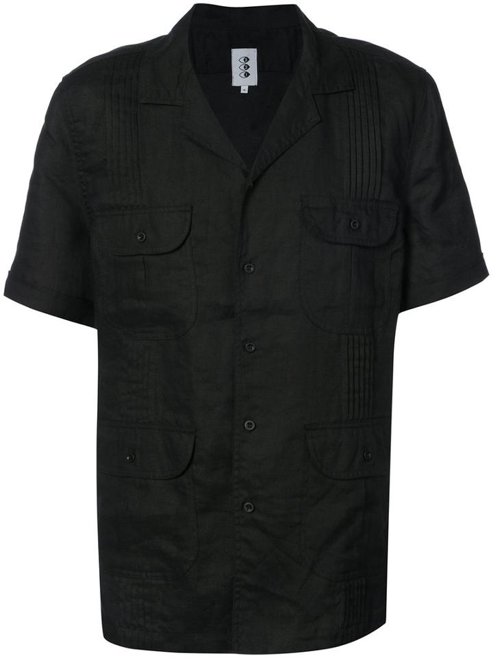 321 - Flap Pocket Short Sleeve Shirt - Men - Linen/flax - Xl, Black, Linen/flax