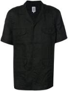 321 - Flap Pocket Short Sleeve Shirt - Men - Linen/flax - Xl, Black, Linen/flax