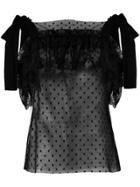 Philosophy Di Lorenzo Serafini Ruffle Trim Mesh Top - Black