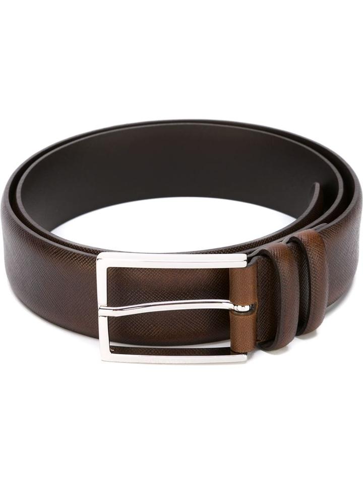 Orciani Classic Buckle Belt, Men's, Size: 100, Brown, Leather/metal (other)