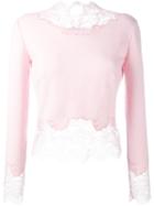 Ermanno Scervino Lace Detail Knit Top, Women's, Size: 40, Pink/purple, Silk/polyamide/cashmere/wool